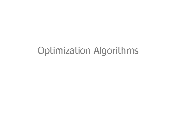 Optimization Algorithms 