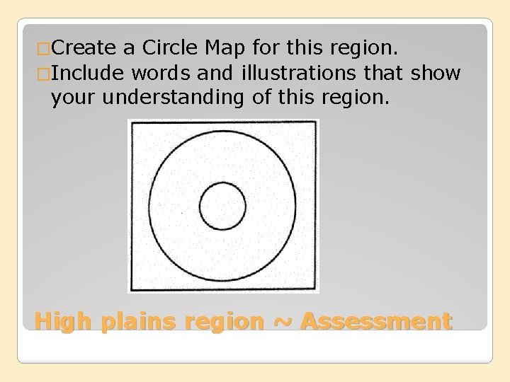 �Create a Circle Map for this region. �Include words and illustrations that show your
