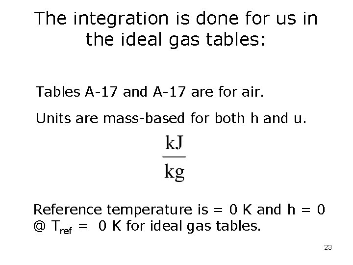 The integration is done for us in the ideal gas tables: Tables A-17 and