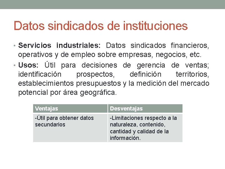 Datos sindicados de instituciones • Servicios industriales: Datos sindicados financieros, operativos y de empleo