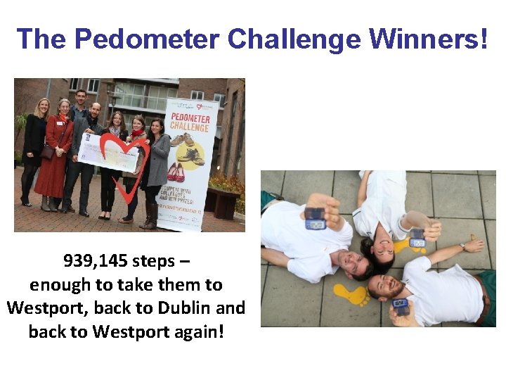 The Pedometer Challenge Winners! 939, 145 steps – enough to take them to Westport,