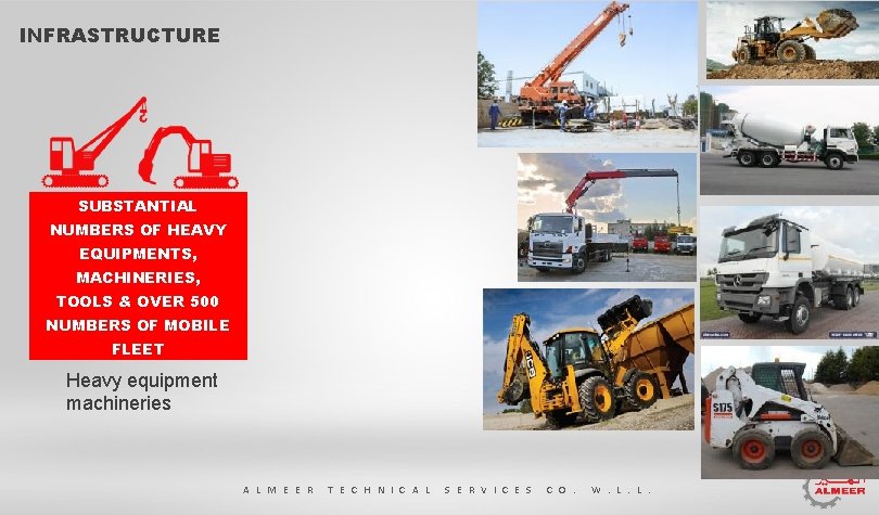 INFRASTRUCTURE SUBSTANTIAL NUMBERS OF HEAVY EQUIPMENTS, MACHINERIES, TOOLS & OVER 500 NUMBERS OF MOBILE