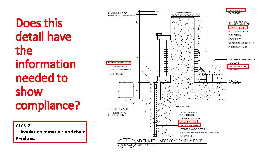 Does this detail have the information needed to show compliance? C 103. 2 1.
