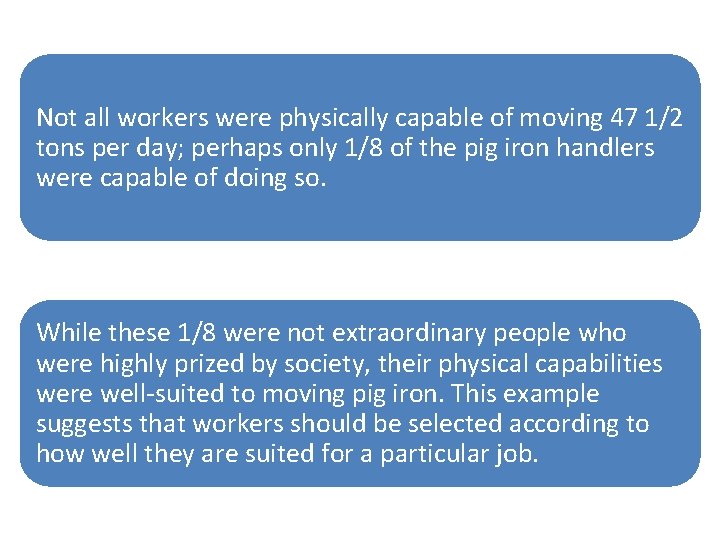 Not all workers were physically capable of moving 47 1/2 tons per day; perhaps