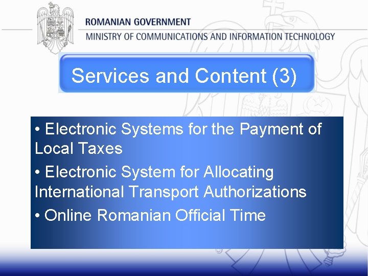 Services and Content (3) • Electronic Systems for the Payment of Local Taxes •