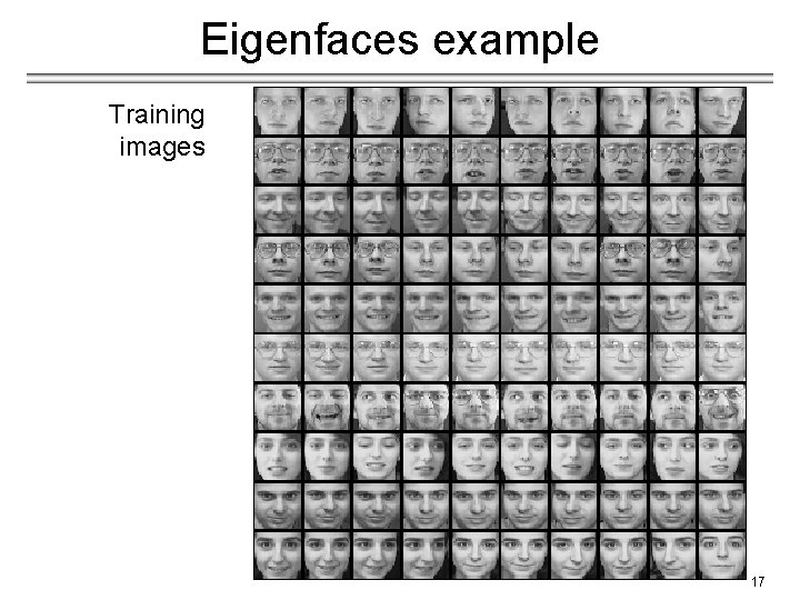 Eigenfaces example Training images 17 