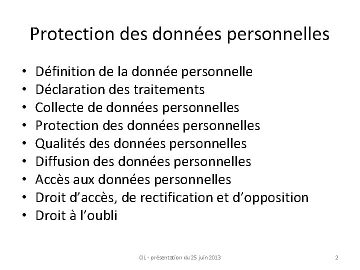 Protection des donnes personnelles Les bonnes pratiques CIL