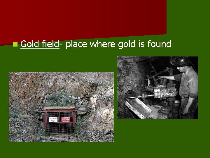 n Gold field- place where gold is found 