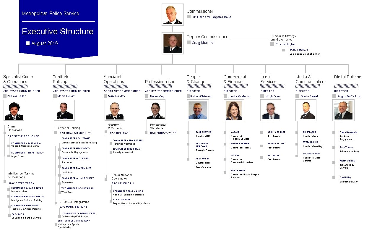 Commissioner Metropolitan Police Service Sir Bernard Hogan-Howe Executive Structure Director of Strategy and Governance