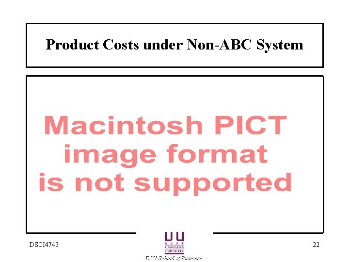 Product Costs under Non-ABC System DSCI 4743 22 