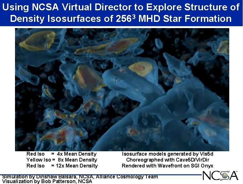 Using NCSA Virtual Director to Explore Structure of Density Isosurfaces of 2563 MHD Star