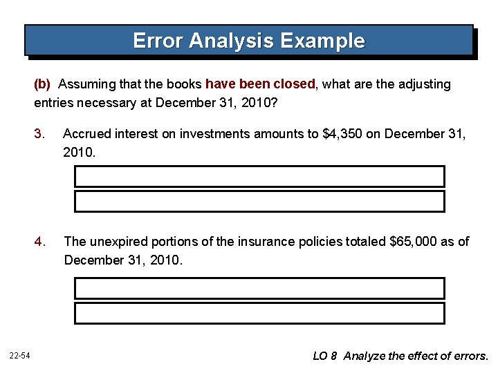 Error Analysis Example (b) Assuming that the books have been closed, what are the Error Analysis Example (b) Assuming that the books have been closed, what are the