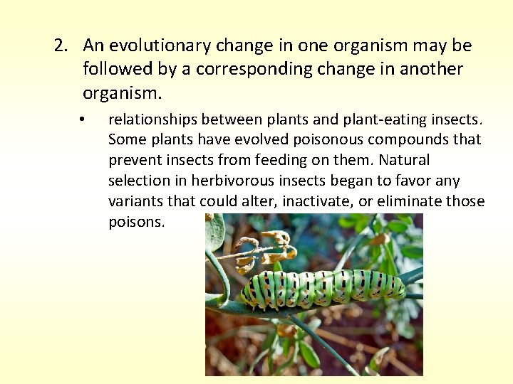2. An evolutionary change in one organism may be followed by a corresponding change