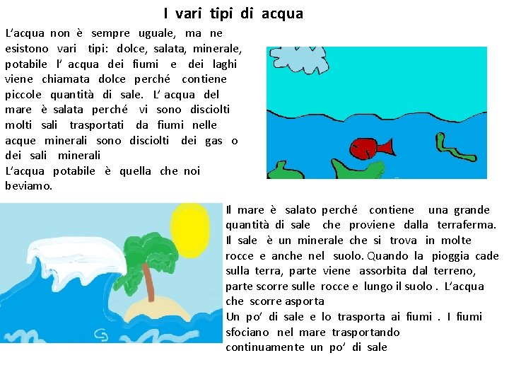 I vari tipi di acqua L’acqua non è sempre uguale, ma ne esistono vari