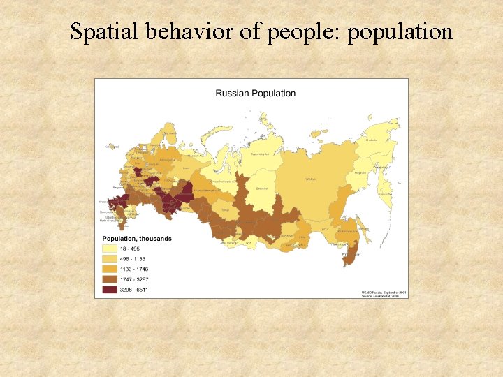 Spatial behavior of people: population 