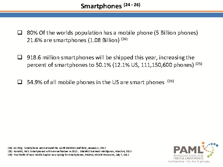 Smartphones (24 - 26) q 80% Of the worlds population has a mobile phone