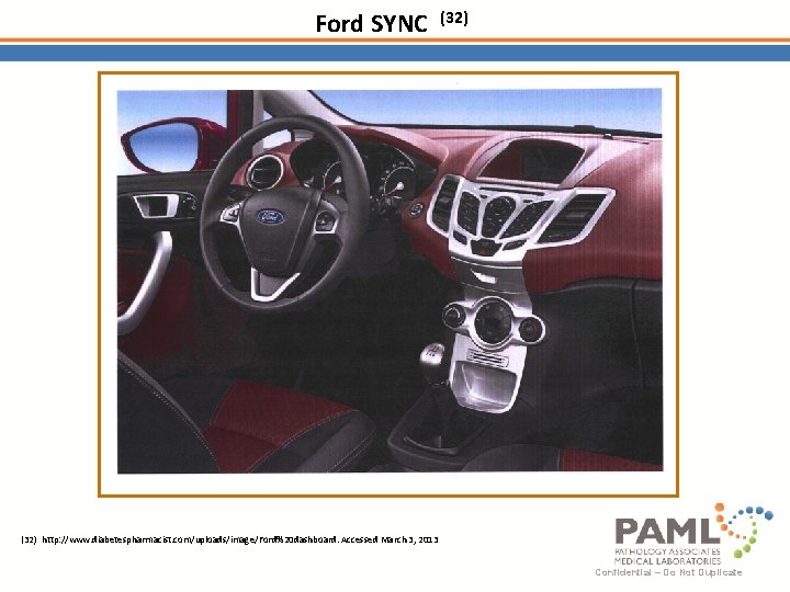 Ford SYNC (32) http: //www. diabetespharmacist. com/uploads/image/Ford%20 dashboard. Accessed March 3, 2013 Confidential –