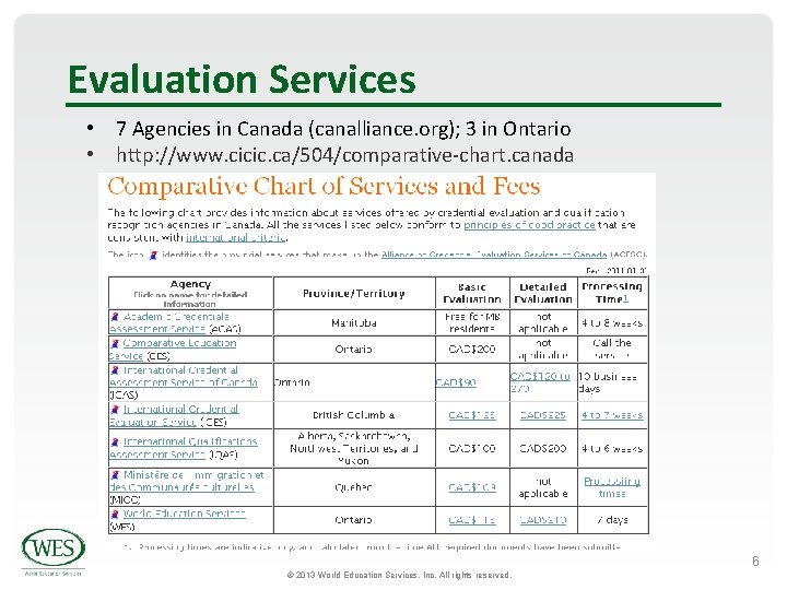 Evaluation Services • 7 Agencies in Canada (canalliance. org); 3 in Ontario • http: Evaluation Services • 7 Agencies in Canada (canalliance. org); 3 in Ontario • http: