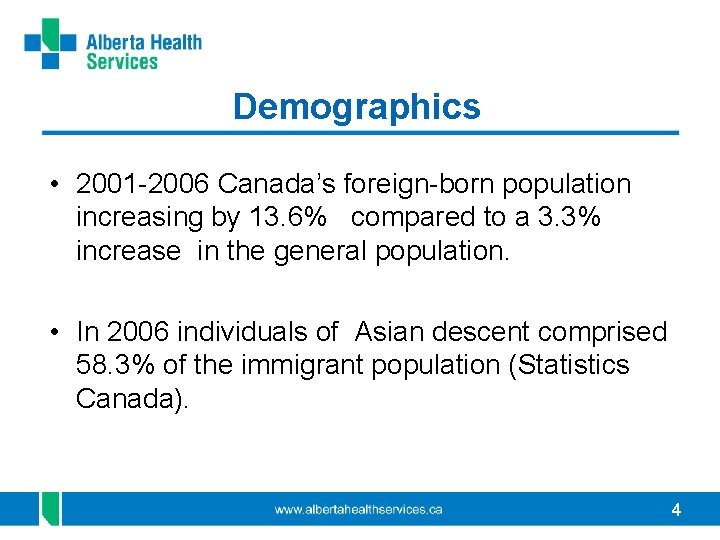 Demographics • 2001 -2006 Canada’s foreign-born population increasing by 13. 6% compared to a