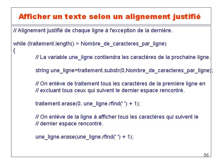 Afficher un texte selon un alignement justifié // Alignement justifié de chaque ligne à