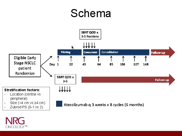 Schema Stratification factors: - Location (central vs peripheral) - Size (<4 cm vs ≥ Schema Stratification factors: - Location (central vs peripheral) - Size (<4 cm vs ≥