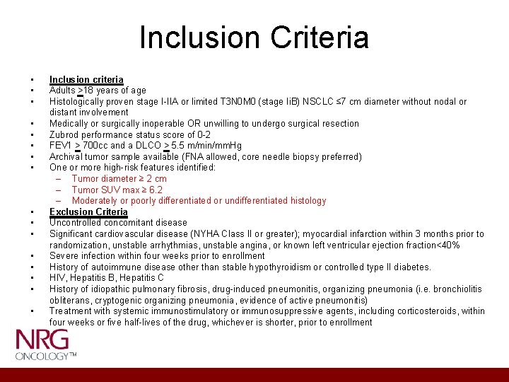 Inclusion Criteria • • • • Inclusion criteria Adults >18 years of age Histologically Inclusion Criteria • • • • Inclusion criteria Adults >18 years of age Histologically