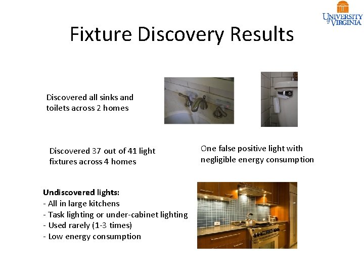 Fixture Discovery Results Discovered all sinks and toilets across 2 homes Discovered 37 out