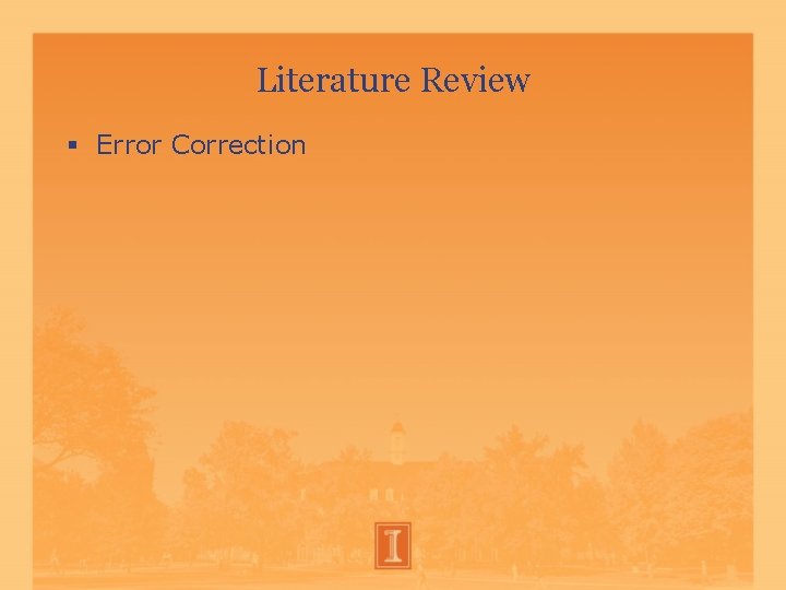 Literature Review Error Correction Literature Review Error Correction