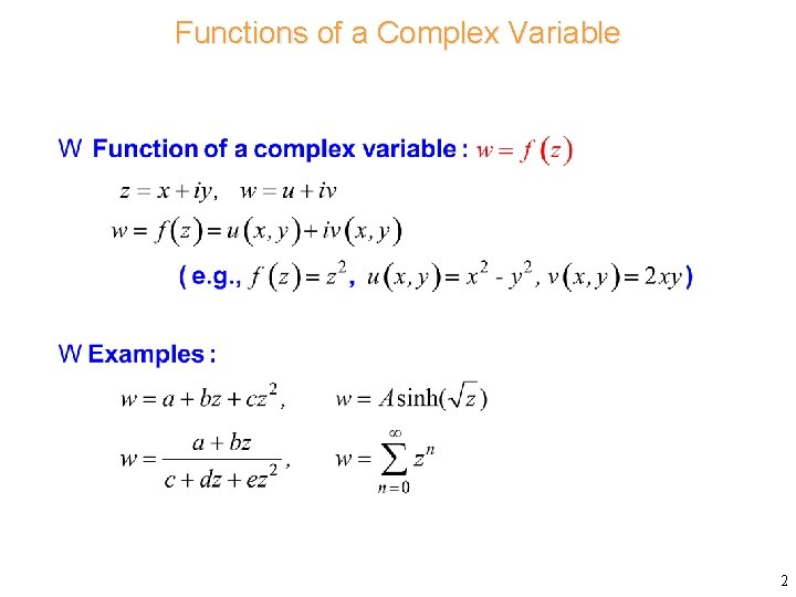 Functions of a Complex Variable 2 