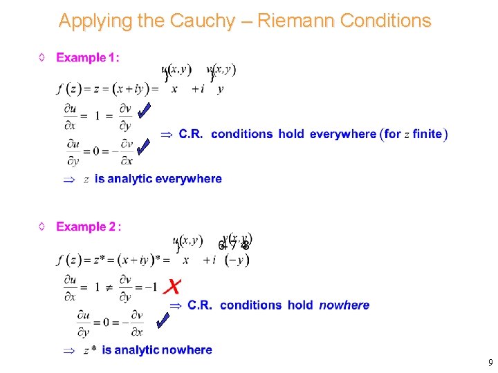 Applying the Cauchy – Riemann Conditions 9 