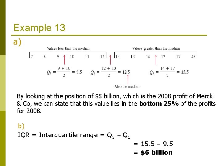 Example 13 a) By looking at the position of $8 billion, which is the