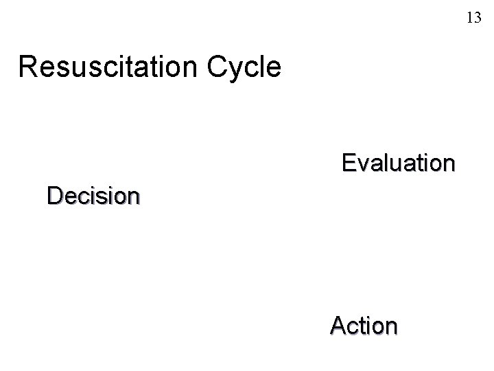 13 Resuscitation Cycle Evaluation Decision Action 