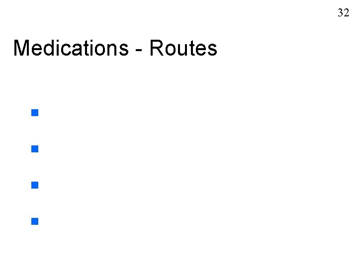 32 Medications - Routes n n 