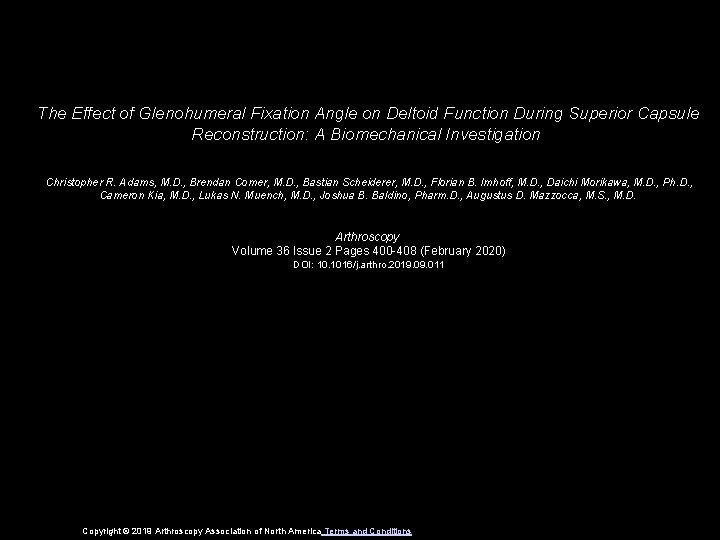 The Effect of Glenohumeral Fixation Angle on Deltoid Function During Superior Capsule Reconstruction: A