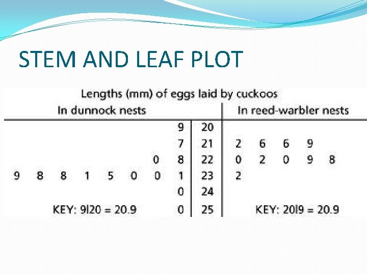 STEM AND LEAF PLOT 