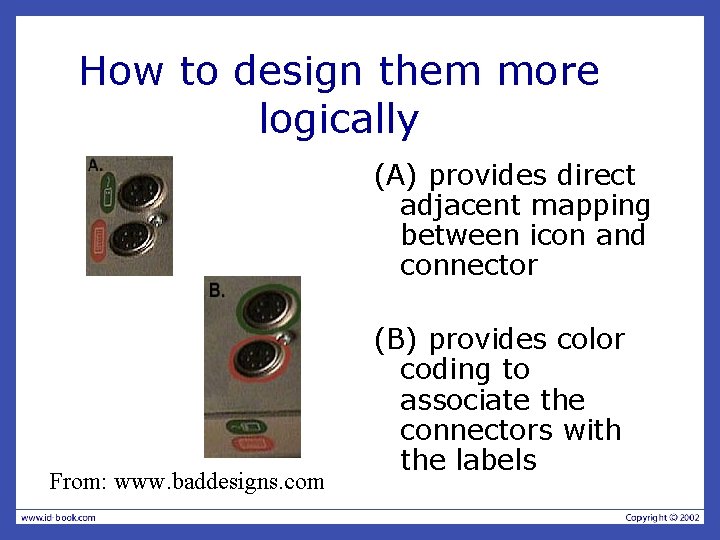 How to design them more logically (A) provides direct adjacent mapping between icon and