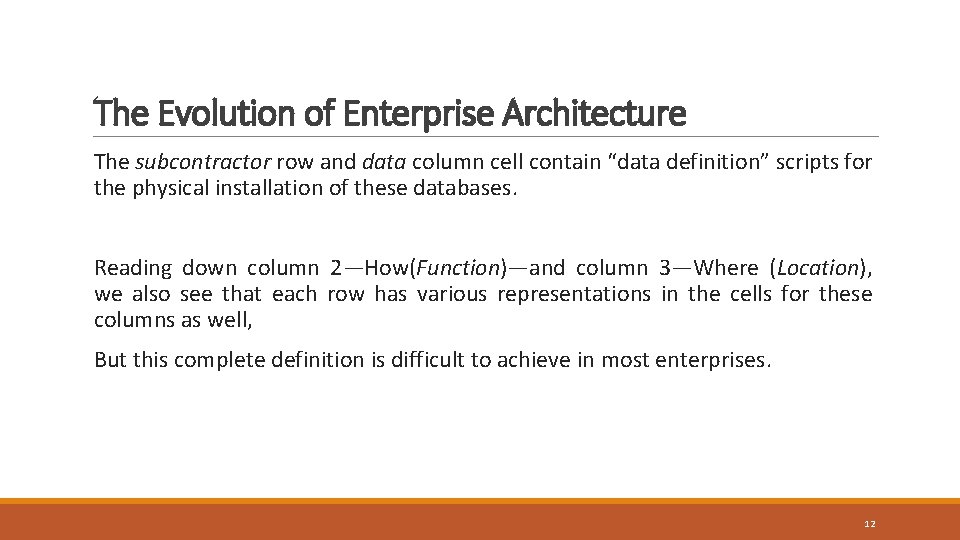 The Evolution of Enterprise Architecture The subcontractor row and data column cell contain “data The Evolution of Enterprise Architecture The subcontractor row and data column cell contain “data