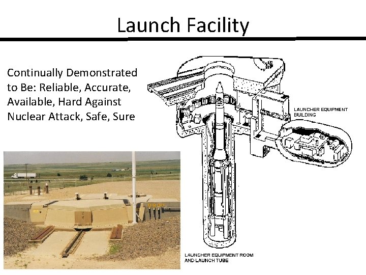 Launch Facility Continually Demonstrated to Be: Reliable, Accurate, Available, Hard Against Nuclear Attack, Safe,