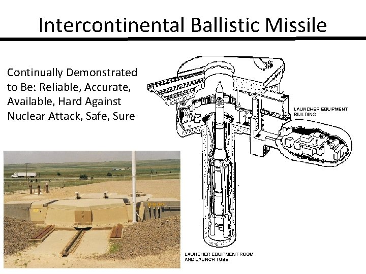 Intercontinental Ballistic Missile Continually Demonstrated to Be: Reliable, Accurate, Available, Hard Against Nuclear Attack,