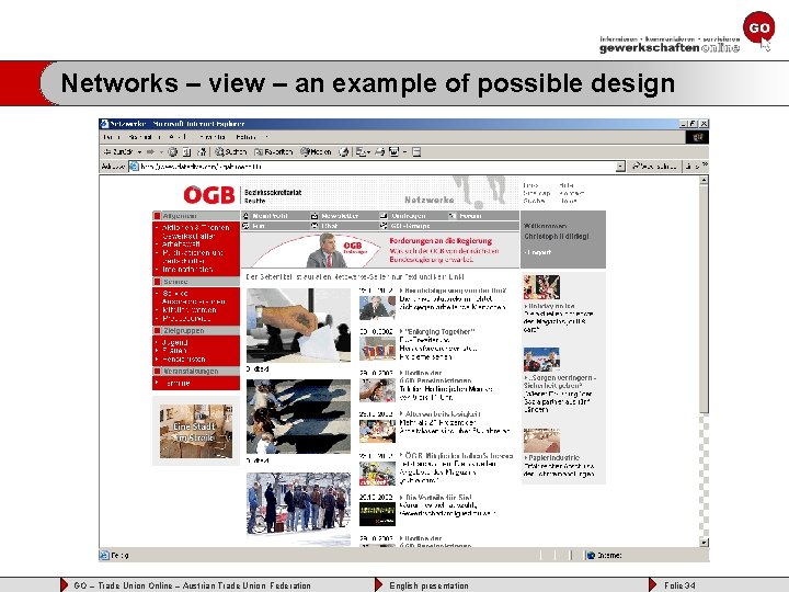 Networks – view – an example of possible design GO – Trade Union Online