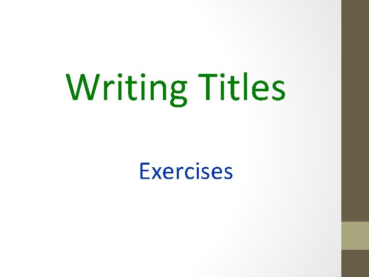 Writing Titles Exercises 