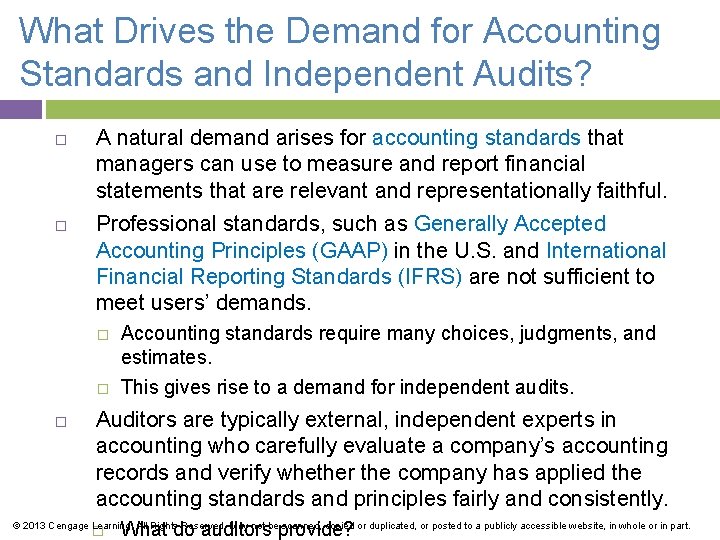 What Drives the Demand for Accounting Standards and Independent Audits? A natural demand arises