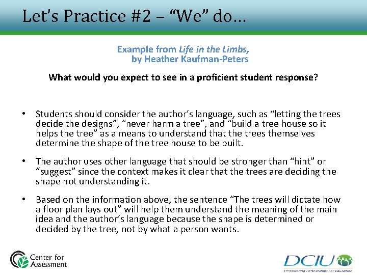 Let’s Practice #2 – “We” do… Example from Life in the Limbs, by Heather Let’s Practice #2 – “We” do… Example from Life in the Limbs, by Heather