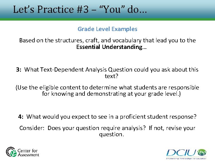 Let’s Practice #3 – “You” do… Grade Level Examples Based on the structures, craft, Let’s Practice #3 – “You” do… Grade Level Examples Based on the structures, craft,
