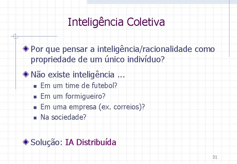 Inteligência Coletiva Por que pensar a inteligência/racionalidade como propriedade de um único indivíduo? Não