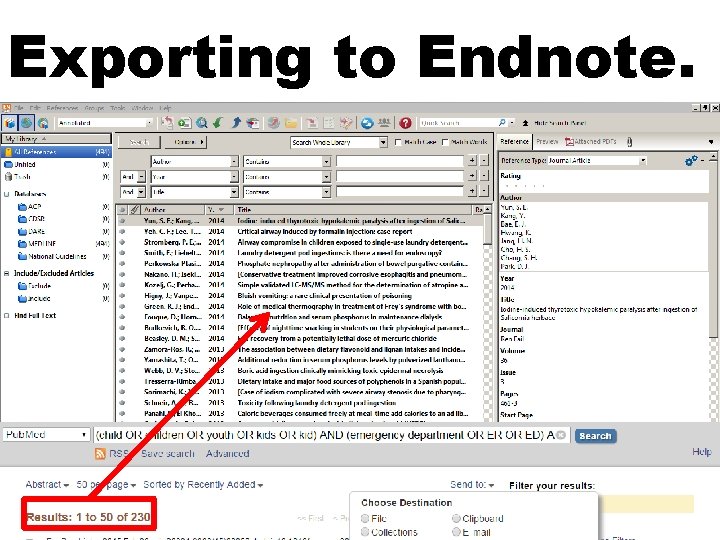 Exporting to Endnote. 