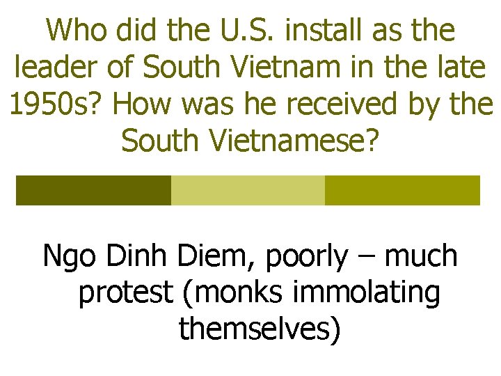 Who did the U. S. install as the leader of South Vietnam in the