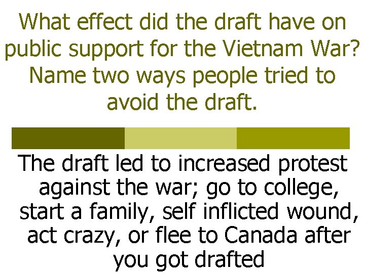 What effect did the draft have on public support for the Vietnam War? Name