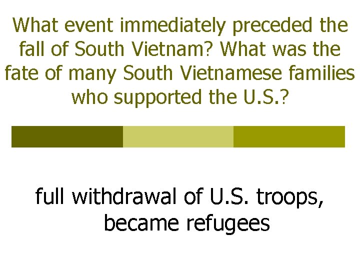 What event immediately preceded the fall of South Vietnam? What was the fate of