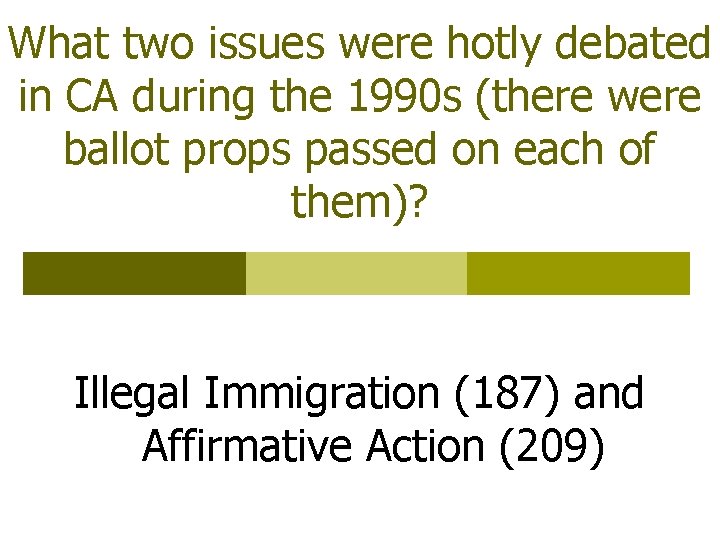 What two issues were hotly debated in CA during the 1990 s (there were